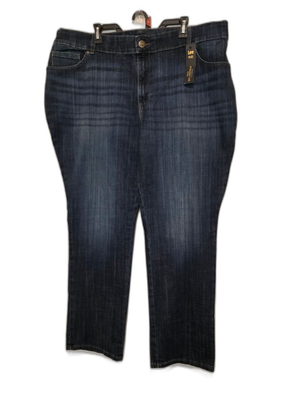 NWT New Lee Relaxed Fit Jeans Straight Leg Mid Rise BEWITCHED Dark Wash Size 22W
